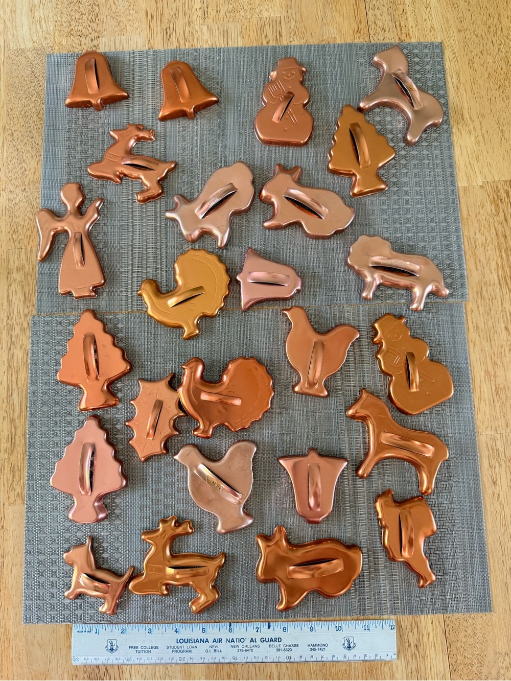 Vintage Copper Cookie Cutters Lot - Christmas, Thanksgiving & Animals